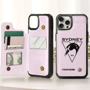 AFL Sydney Swans Personalized Name - Leather Flip Wallet Phone Case HOAFL010725LPC02SYD - Light Pink
