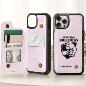 AFL Western Bulldogs Personalized Name - Leather Flip Wallet Phone Case HOAFL010725LPC02WB - Light Pink