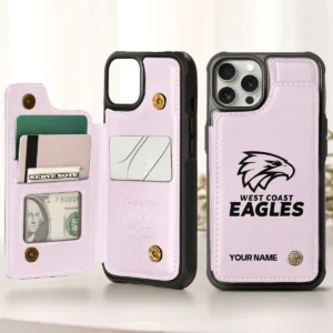 AFL West Coast Eagles Personalized Name - Leather Flip Wallet Phone Case HOAFL010725LPC02WCE - Light Pink