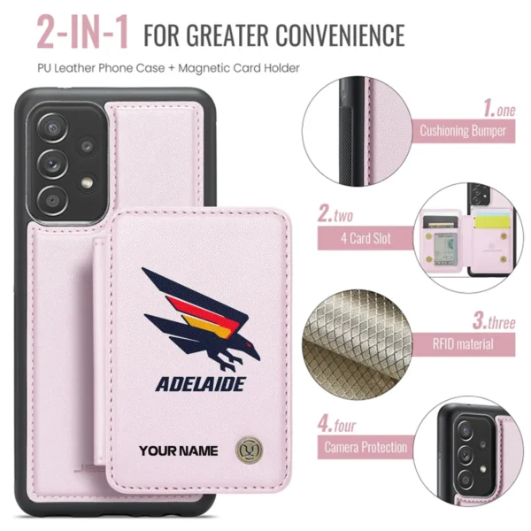 AFL Adelaide Crows Personalized Name - Leather Flip Wallet Phone Case HOAFL010725LPC01ADEL - Light Pink - Image 3