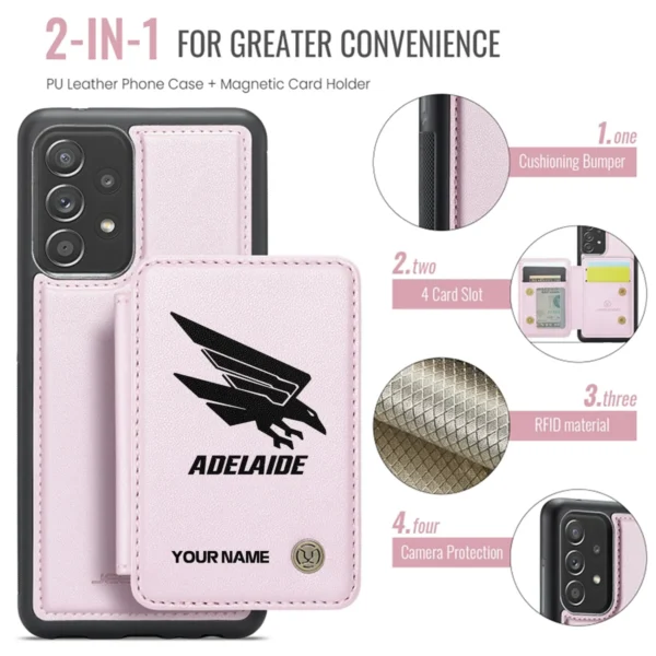 AFL Adelaide Crows Personalized Name - Leather Flip Wallet Phone Case HOAFL010725LPC02ADEL - Light Pink - Image 3