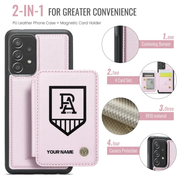 AFL Port Adelaide Power Personalized Name - Leather Flip Wallet Phone Case HOAFL010725LPC02PORT - Light Pink - Image 3