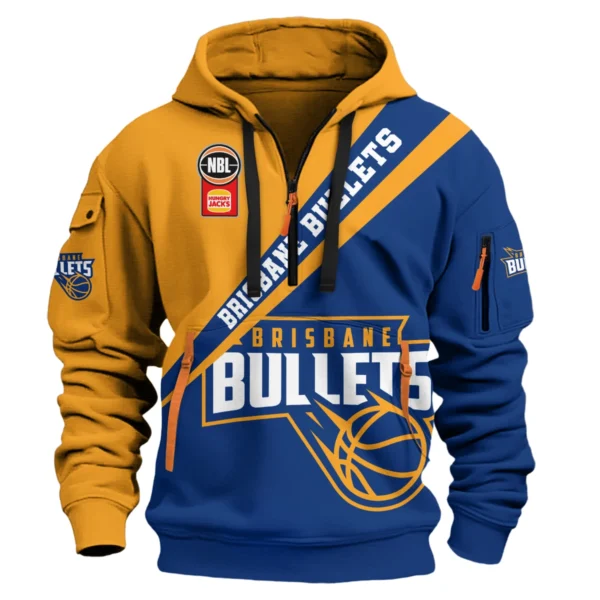 NBL Brisbane Bullets Exclusive Logo Hoodie Half Zipper HONBL230725A01BRI-HDF