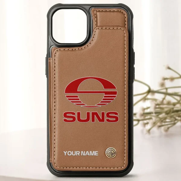 AFL Gold Coast SUNS Personalized Name - Leather Flip Wallet Phone Case HOAFL010725LPC01GCFC - Brown - Image 2