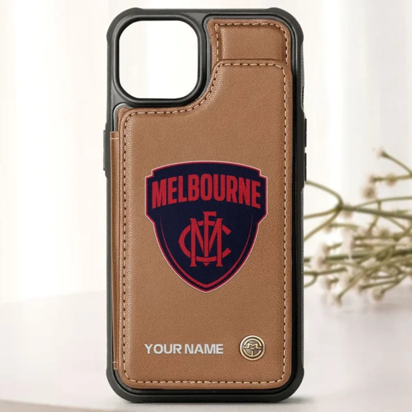 AFL Melbourne Demons Personalized Name - Leather Flip Wallet Phone Case HOAFL010725LPC01MELB - Brown - Image 2