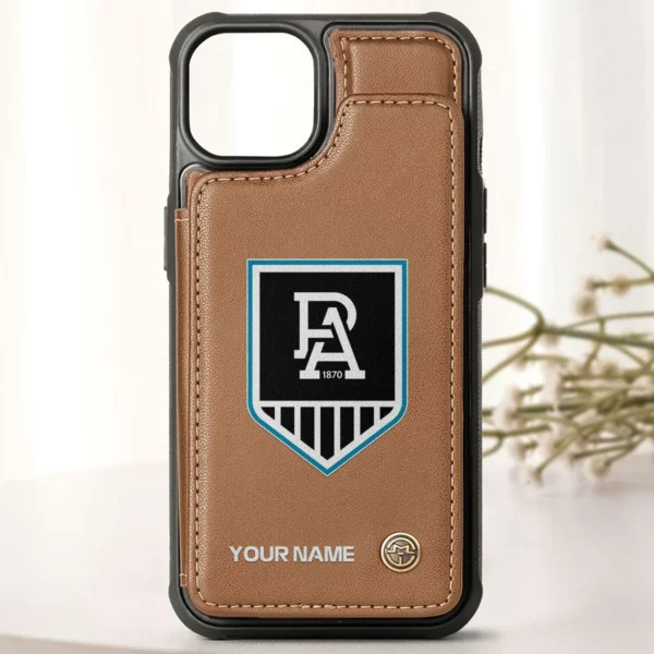 AFL Port Adelaide Power Personalized Name - Leather Flip Wallet Phone Case HOAFL010725LPC01PORT - Brown - Image 2