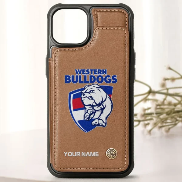 AFL Western Bulldogs Personalized Name - Leather Flip Wallet Phone Case HOAFL010725LPC01WB - Brown - Image 2