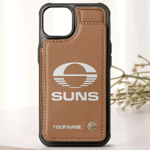 AFL Gold Coast SUNS Personalized Name - Leather Flip Wallet Phone Case HOAFL010725LPC02GCFC - Brown - Image 2