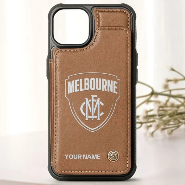 AFL Melbourne Demons Personalized Name - Leather Flip Wallet Phone Case HOAFL010725LPC02MELB - Brown - Image 2
