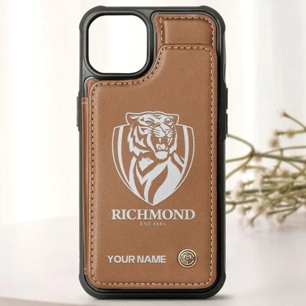 AFL Richmond Tigers Personalized Name - Leather Flip Wallet Phone Case HOAFL010725LPC02RICH - Brown - Image 2