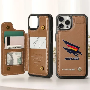AFL Adelaide Crows Personalized Name - Leather Flip Wallet Phone Case HOAFL010725LPC01ADEL - Brown