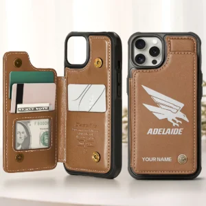 AFL Adelaide Crows Personalized Name - Leather Flip Wallet Phone Case HOAFL010725LPC02ADEL - Brown