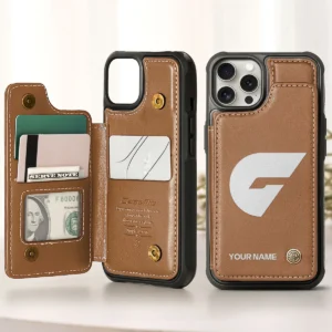 AFL GWS Giants Personalized Name - Leather Flip Wallet Phone Case HOAFL010725LPC02GWS - Brown