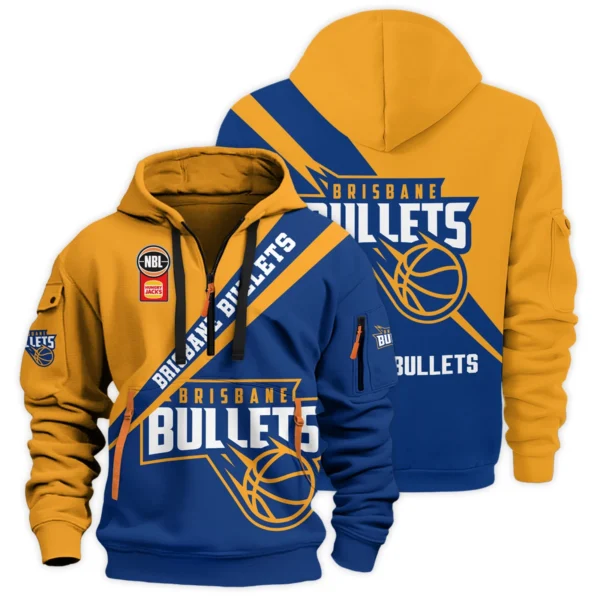 NBL Brisbane Bullets Exclusive Logo Hoodie Half Zipper HONBL230725A01BRI-HDF - Image 3