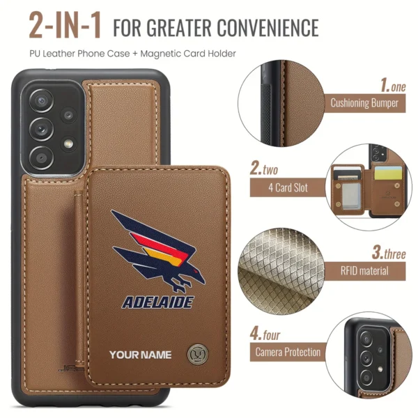 AFL Adelaide Crows Personalized Name - Leather Flip Wallet Phone Case HOAFL010725LPC01ADEL - Brown - Image 3