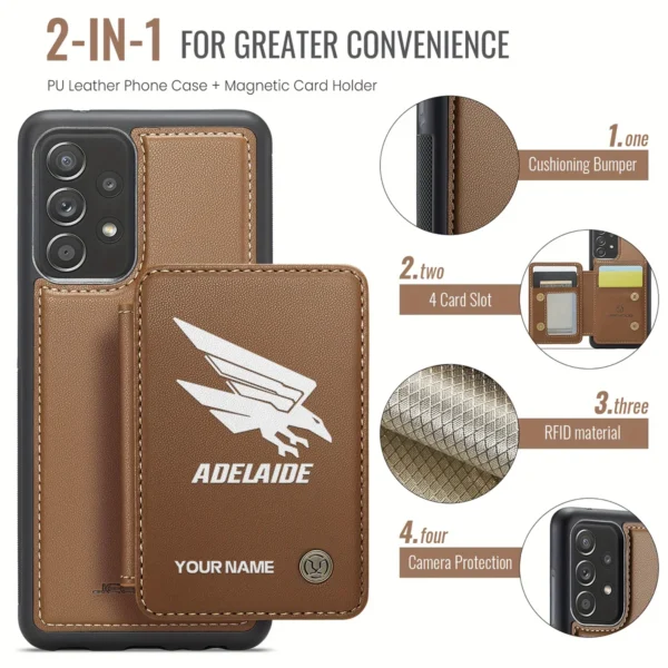 AFL Adelaide Crows Personalized Name - Leather Flip Wallet Phone Case HOAFL010725LPC02ADEL - Brown - Image 3