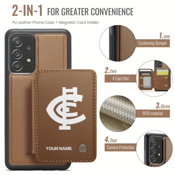 AFL Carlton Blues Personalized Name - Leather Flip Wallet Phone Case HOAFL010725LPC02CARL - Brown - Image 3