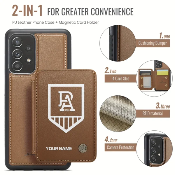 AFL Port Adelaide Power Personalized Name - Leather Flip Wallet Phone Case HOAFL010725LPC02PORT - Brown - Image 3