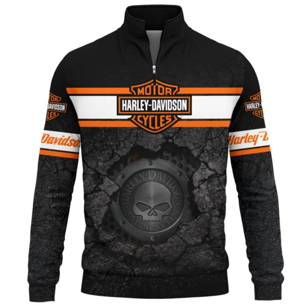 Harley-Davidson Motorcycle Exclusive Logo Quarter-Zip Sweatshirt QTHD010725A1-QTZ - Image 2