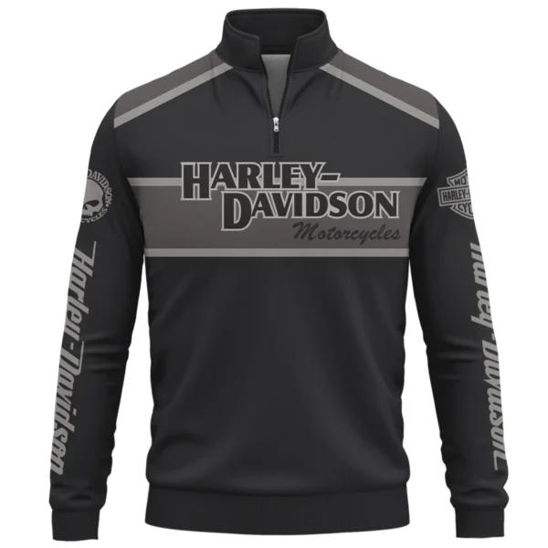 Harley-Davidson Motorcycle Exclusive Logo Quarter-Zip Sweatshirt QTHD010725A3-QTZ - Image 2