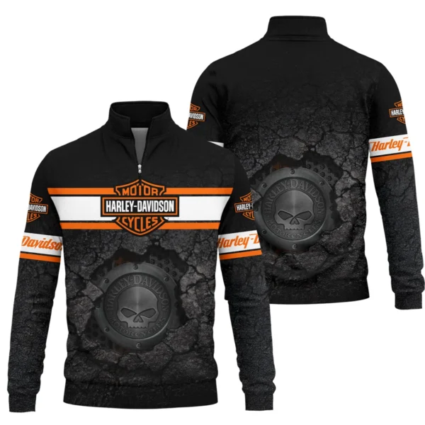 Harley-Davidson Motorcycle Exclusive Logo Quarter-Zip Sweatshirt QTHD010725A1-QTZ