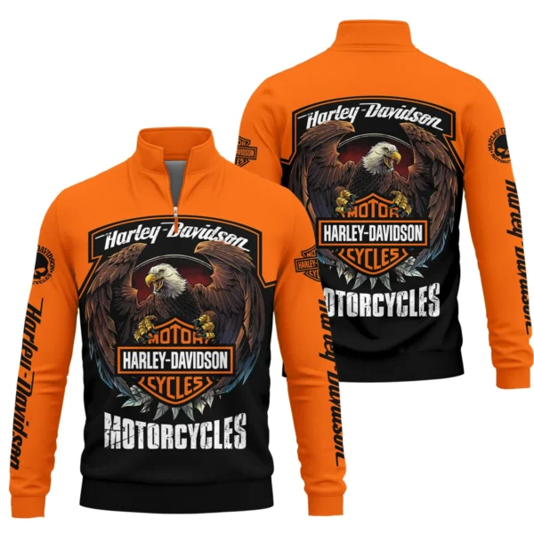 Harley-Davidson Motorcycle Exclusive Logo Quarter-Zip Sweatshirt QTHD010725A4-QTZ
